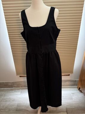 Classic Black Button-Front Women's SunDress